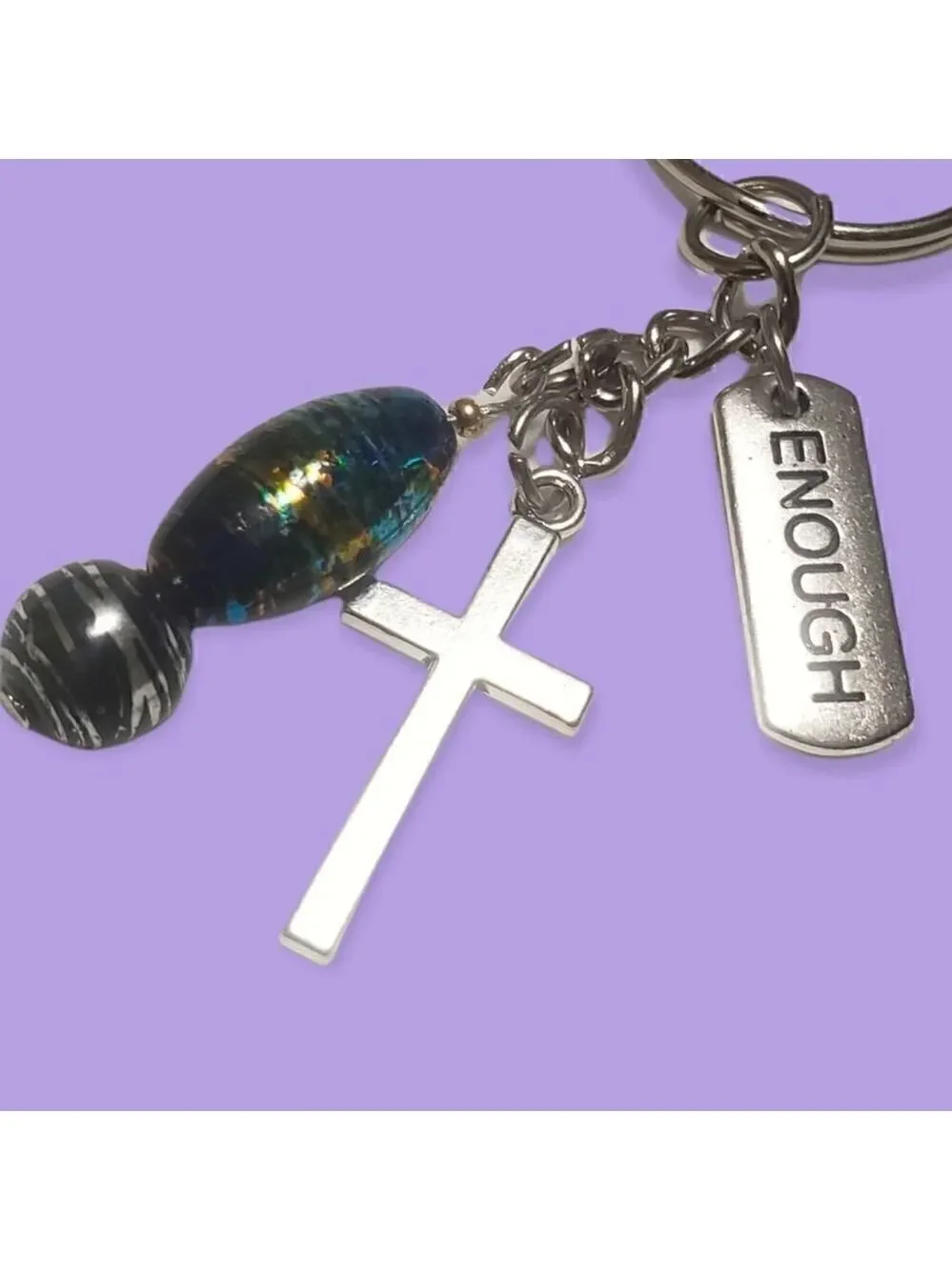 Key Chaim Be Enough Green and Gold Handmade in USA World Shipping